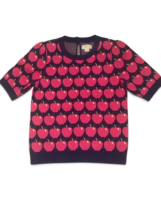 Anthropologie Sweaters - Anthropologie Maeve Navy Short-Sleeve Sweater with Red Apple Motif!